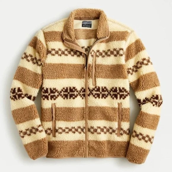 J. Crew Other - J.Crew Nordic Sherpa Fleece Jacket - Men's - Size L - Large - Retro Design